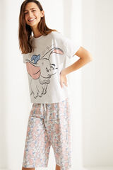 Womensecret Pijama manga corta Capri Dumbo algodón gris gris