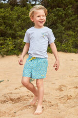 Gocco Mai&ocirc; azul claro com estampado geom&eacute;trica de flores azul