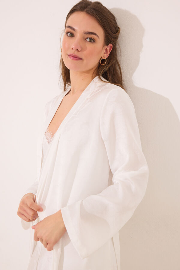 Women'secret Bata larga sat&eacute;n blanca marfil