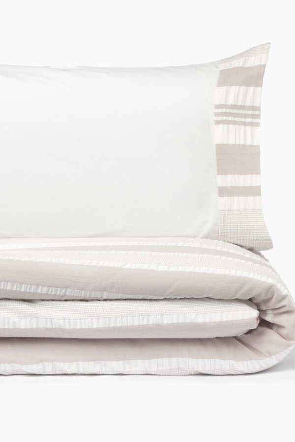 Textura Funda n&oacute;rdica algod&oacute;n rayas. Cama 180-200cm. beige