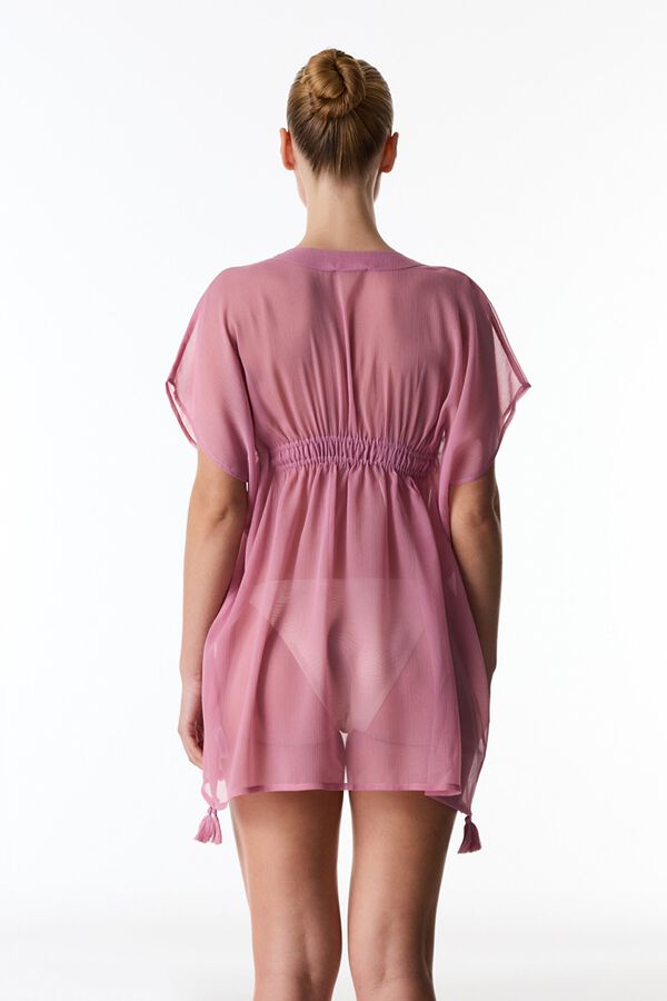 Penti Kaftan curto semitransparente rosa
