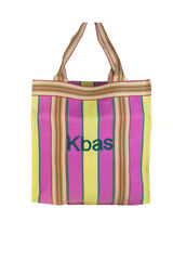 Kbas Bolso tote pl&aacute;stico reciclado rayas multicolor estampado