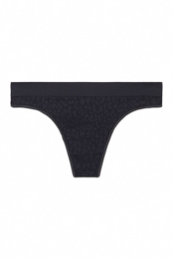 Women'secret Tanga sin costuras animal print negro negro