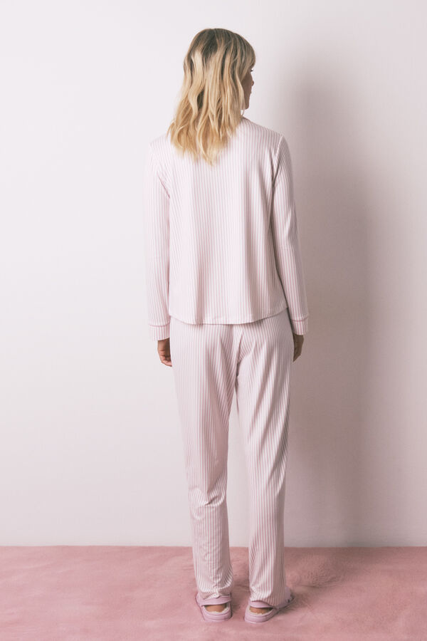 Women'secret Pijama camiseiro riscas rosa  branco