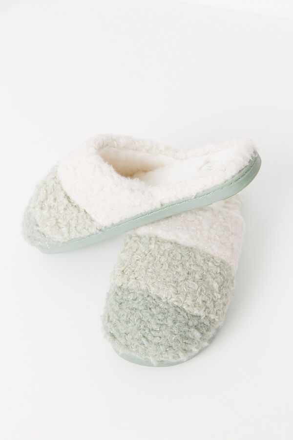 Women'secret Chinelos de casa com efeito de pele verde verde