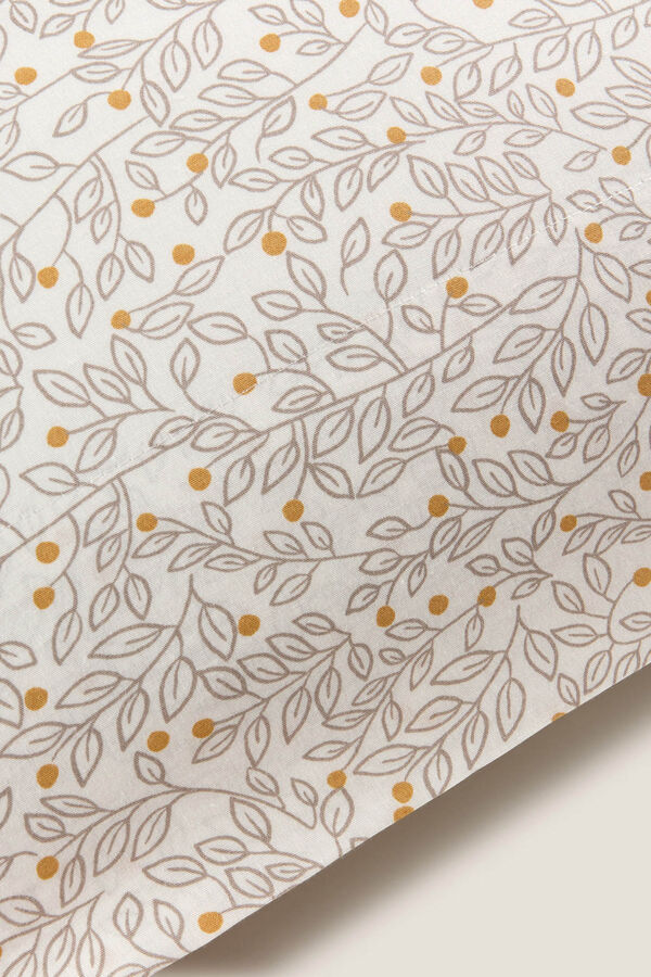 Textura Funda almohada algod&oacute;n sostenible hojas amarillo