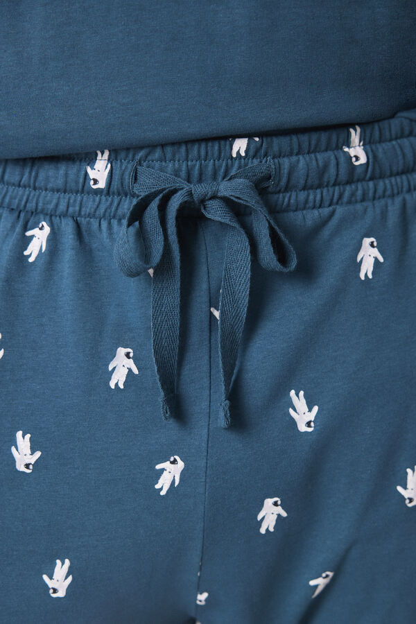 Women'secret Pijama largo hombre 100% algod&oacute;n astronautas azul