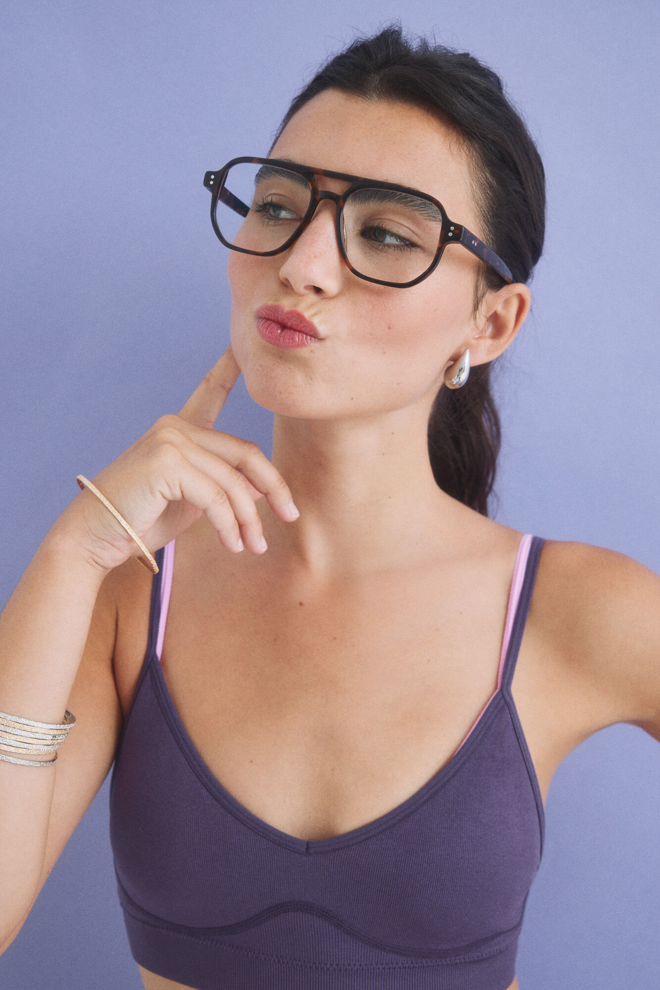 HI&BYE Sujetador crop seamless morado