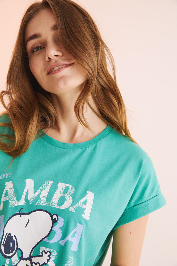 Womensecret Pijama curto 100% algodão Snoopy verde verde