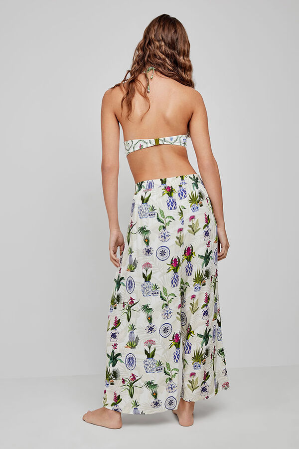 Gisela Pantalón largo estampado blanco