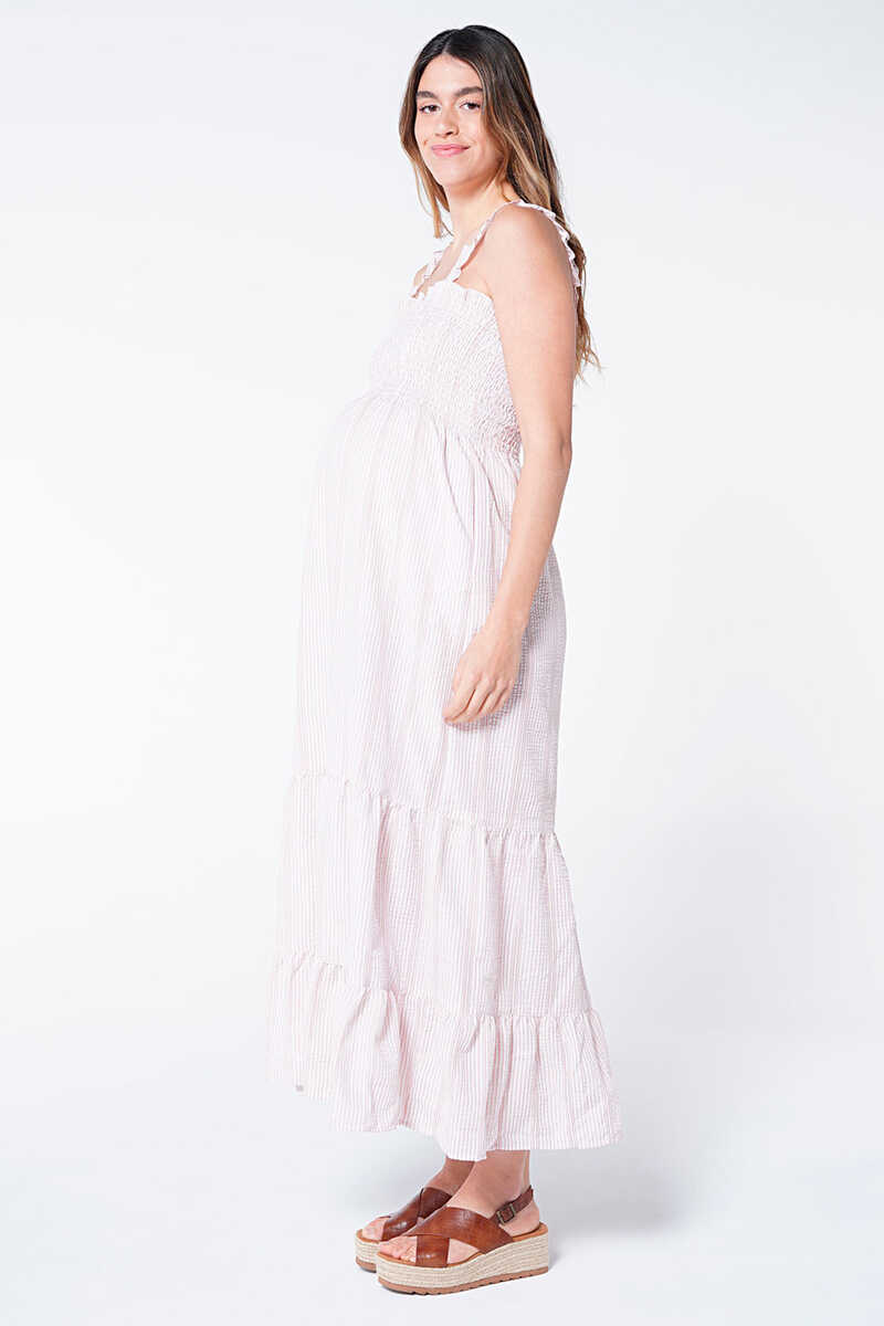 Womensecret Maxi vestido maternity amamentação riscas rosa