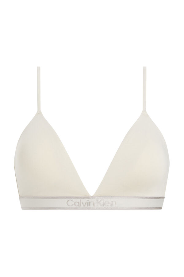 Calvin Klein Sutiã triangular com logo CK bege