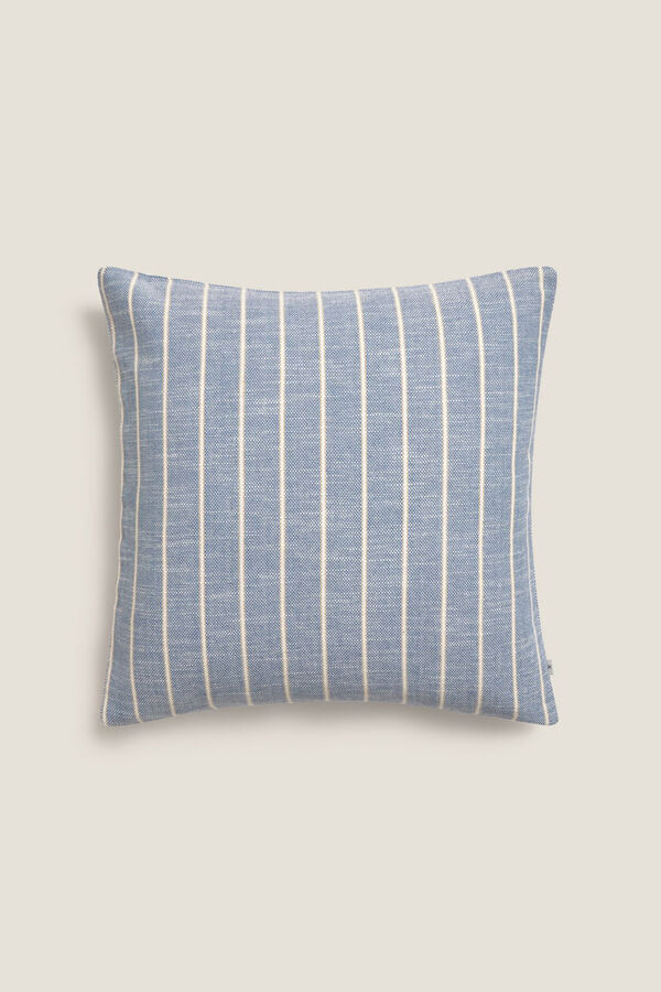 Textura Capa de almofada listrada com fio riscas azul