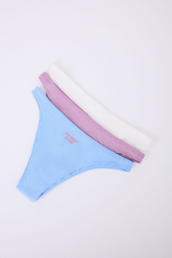 HI&BYE Pack 3 bragas brasile&ntilde;as blanco, azul, lila blanco