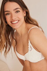 Women'secret BEAUTIFUL Soutien renda branco bege