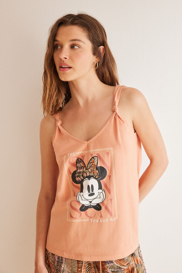 Women'secret Pijama corto 100% algod&oacute;n ocre Minnie naranja
