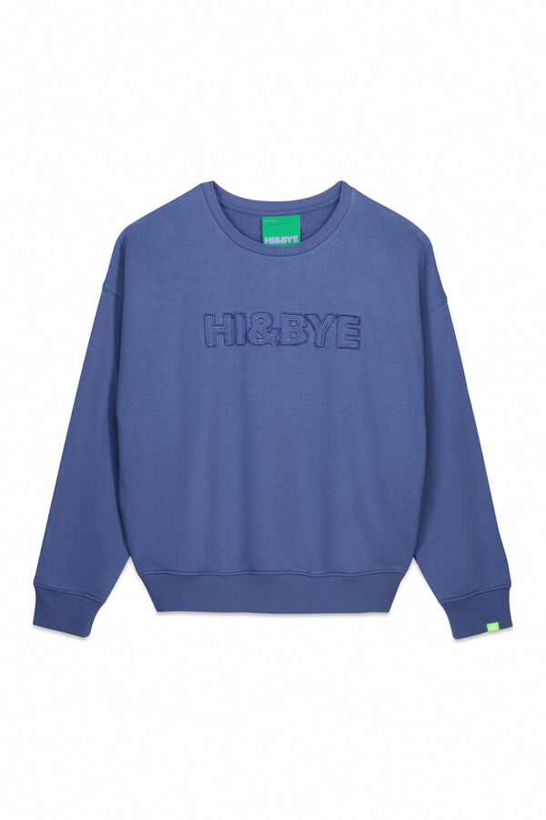 HI&BYE Sweatshirt de pel&uacute;cia de algod&atilde;o azul azul