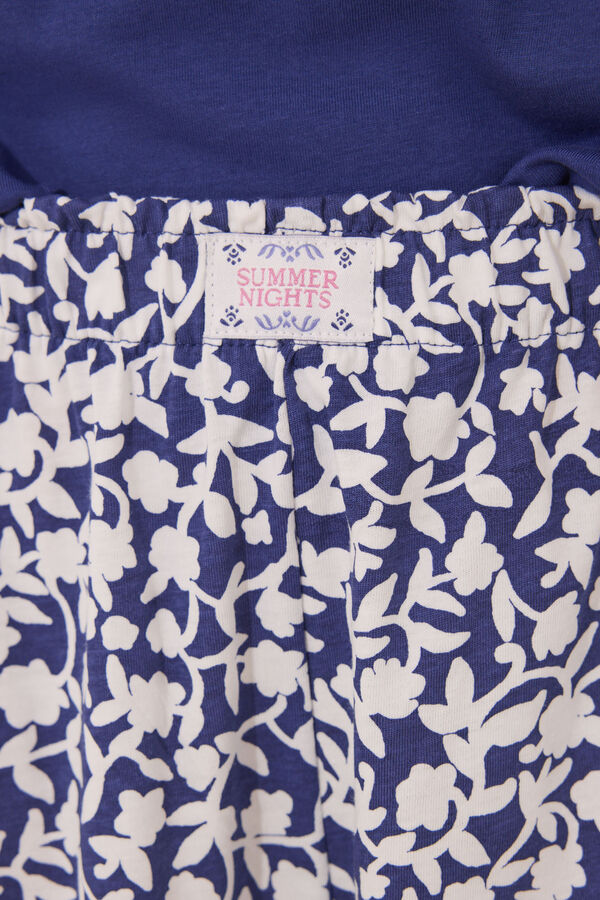 Women'secret Pijama Capri 100% algodão com estampado azul azul