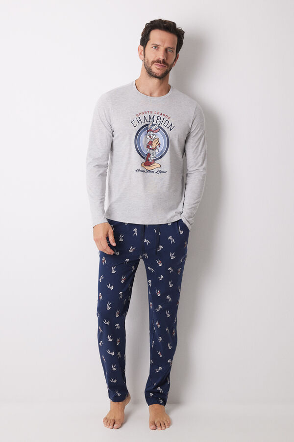Women'secret Pijama largo hombre 100% algod&oacute;n Looney Tunes gris