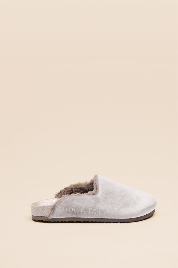 Women'secret Zapatillas casa Harry Potter zueco fieltro pelo gris
