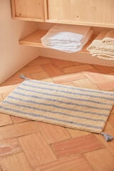 Calma House Alfombra de ba&ntilde;o de algod&oacute;n a rayas azul Helios azul