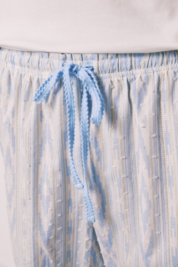 Women'secret Pijama comprido em algod&atilde;o de manga curta marfim bege