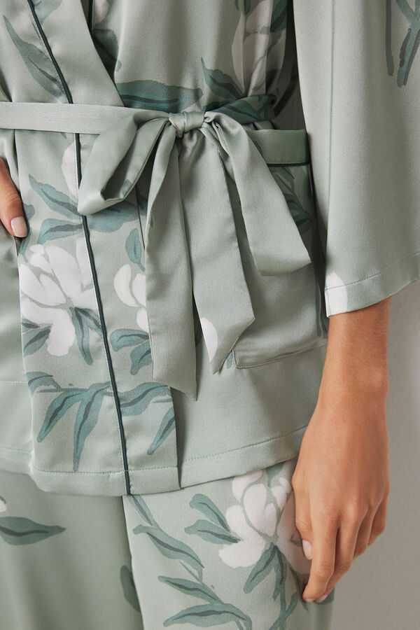 Women'secret Conjunto pijama 3 piezas verde estampado