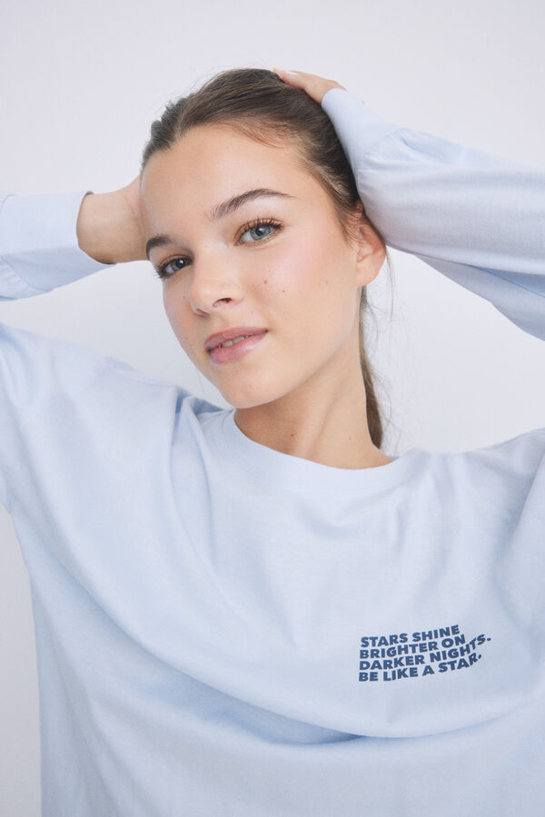 HI&BYE Pijama largo algod&oacute;n azul azul