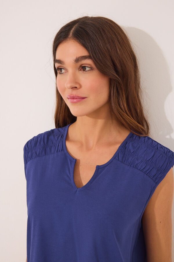 Women'secret Pijama Capri 100% algodão com estampado azul azul