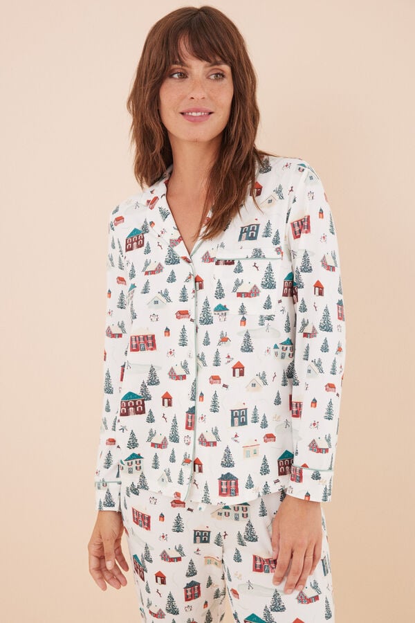 Women'secret Pijama camiseiro Natal branco
