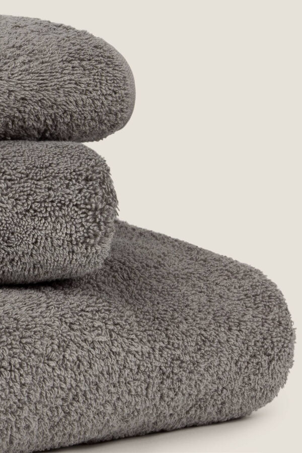 Textura Toalla tocador pespunte decorativo algod&oacute;n 30x50cm. gris