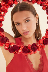 Women'secret Pijama corto sat&eacute;n rojo burdeos