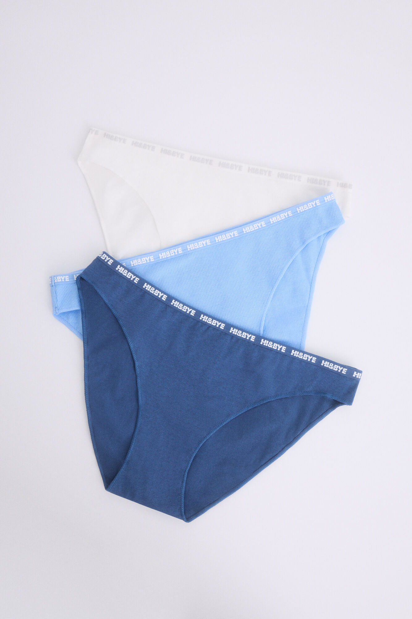 HI&BYE Pack 3 bragas cl&aacute;sicas navy, azul, blanco