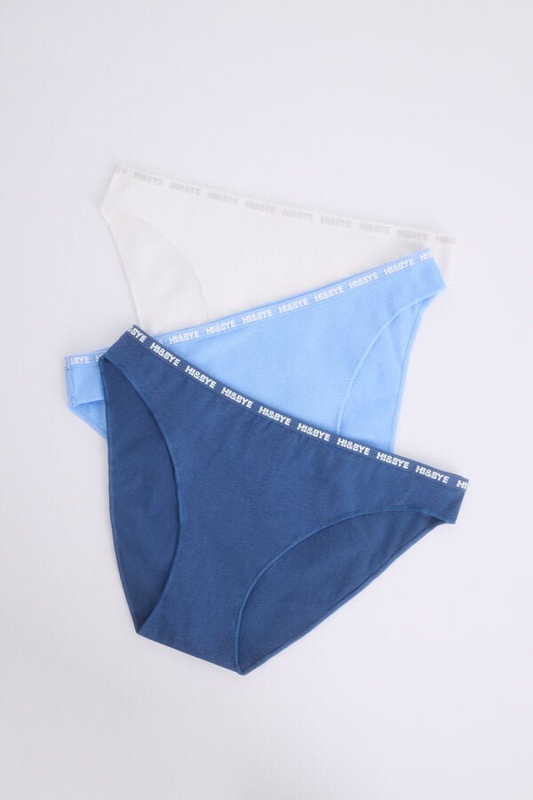 HI&BYE Pack 3 cuecas cl&aacute;ssicas marinho, azul, branco branco