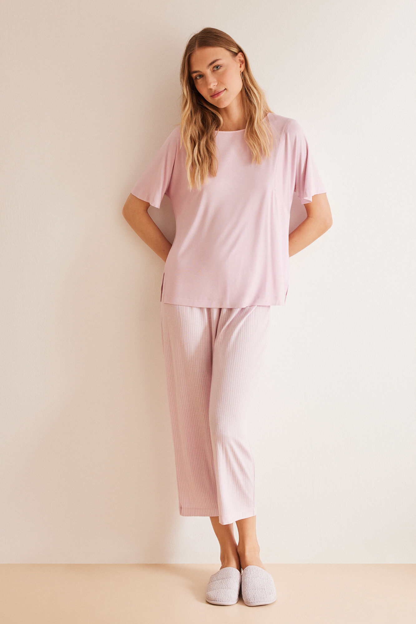 Women'secret Pijama Capri riscas rosa Ecovero&trade;