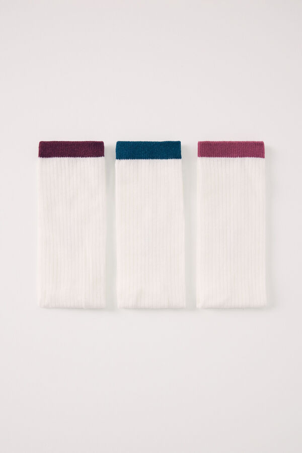 Women'secret Pack 3 calcetines altos contraste blanco