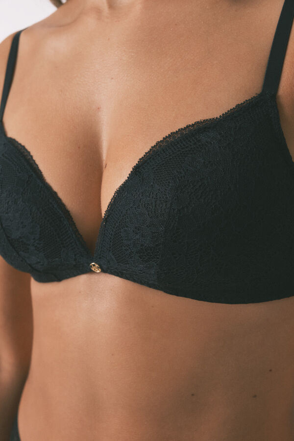 Women'secret LOVELY enchimento soutien triangular em preto preto