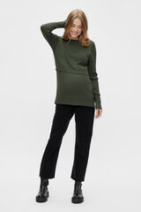 Mamalicious Top canelado dupla fun&ccedil;&atilde;o  verde