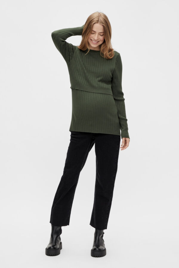 Mamalicious Top canelado dupla fun&ccedil;&atilde;o  verde