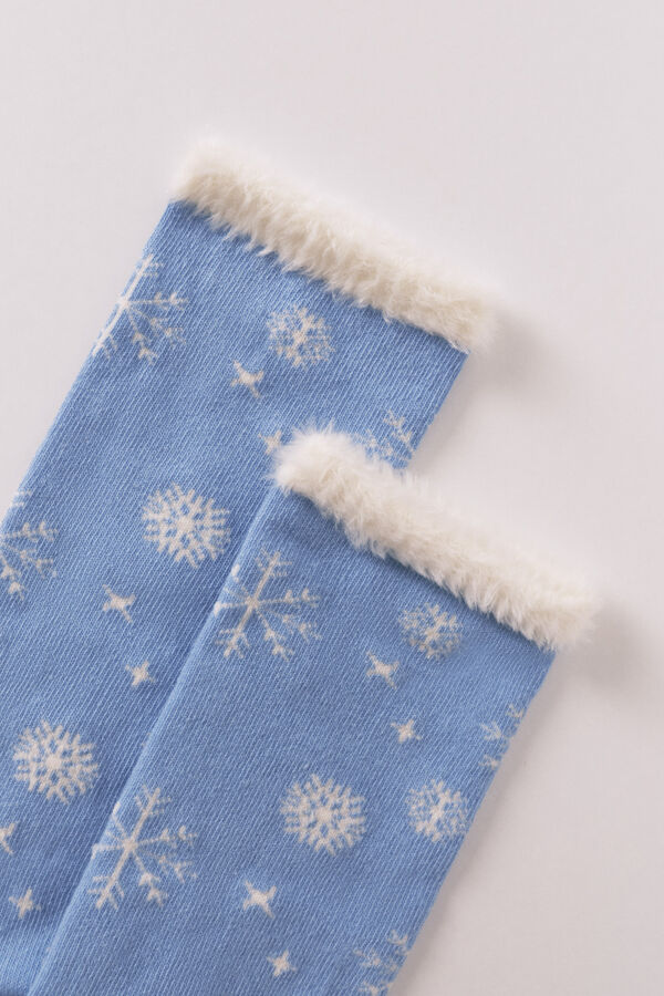 Women'secret Calcetines largos print copos nieve azul