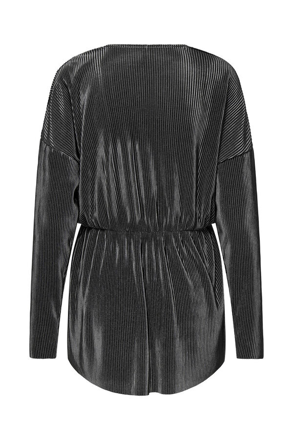 Only Maternity Top plisado de manga larga y cuello de pico, color plateado. gris