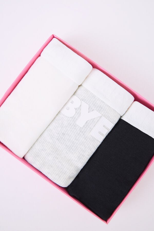 HI&BYE Pacote de 3 cuecas brasileiras branca, cinza, preta branco