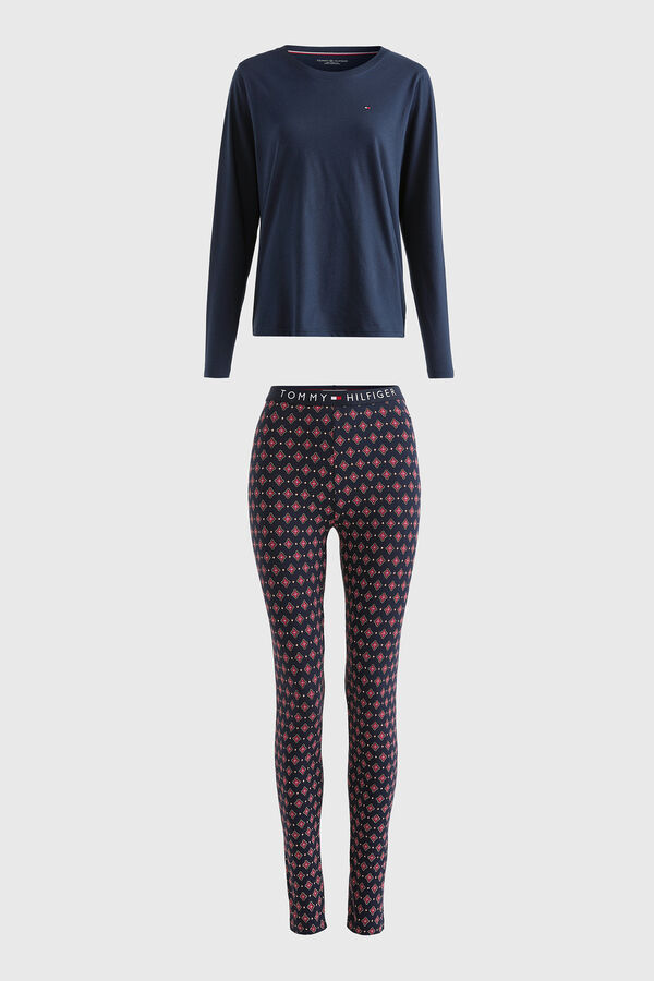 Tommy Hilfiger Set de pijama largo con pantal&oacute;n de punto estampado
