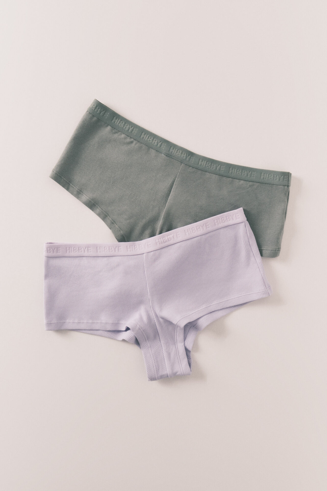 HI&BYE Pack 2 cuecas boxer em algod&atilde;o lil&aacute;s, verde