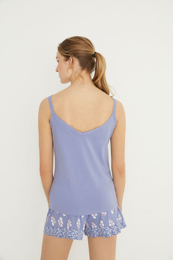 Womensecret Pijama corto tirantes 100% algodón azul azul