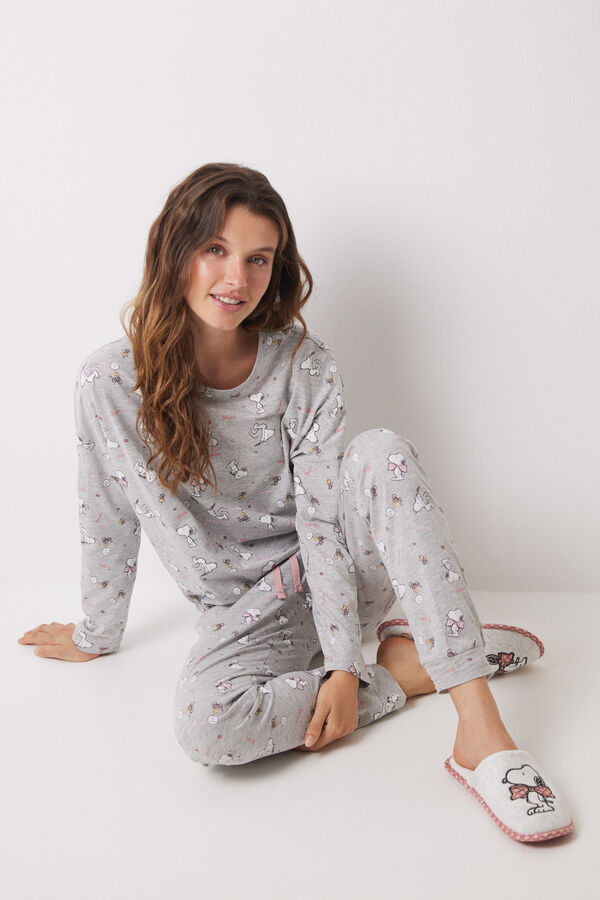 Women'secret Pijama comprido algod&atilde;o Snoopy cinzento