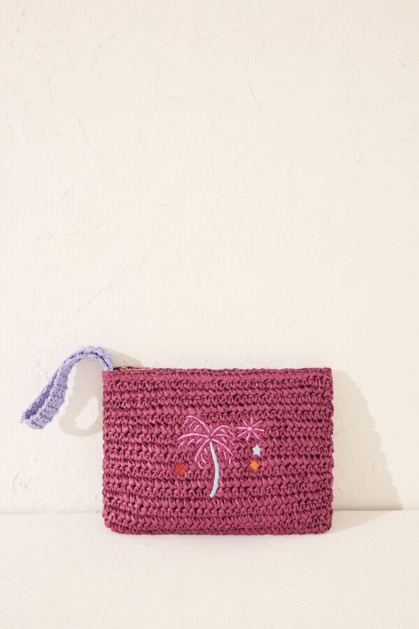 Women'secret Neceser peque&ntilde;o rafia estampado morado morado/lila