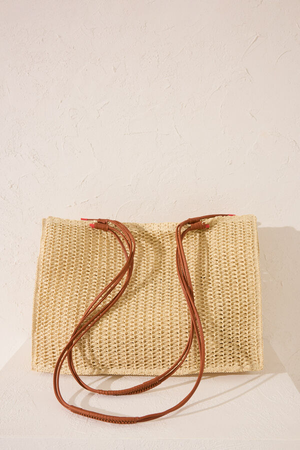 Women'secret Bolso grande rafia nude