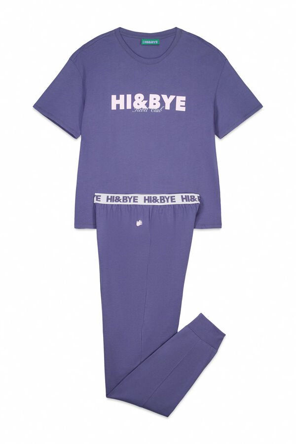 HI&BYE Pijama de algod&atilde;o estampado azul  azul