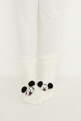 Womensecret Calcetín tricot Mickey 3D blanco